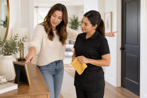 limpeza de casa com objetos sensiveis